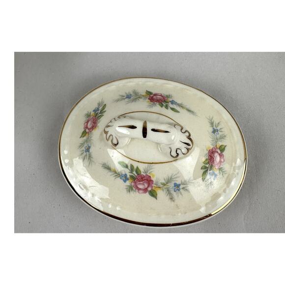 Cream & Sugar Eggshell Gold Trim Cabbage Roses Homer L. Laughlin Georgian USA - Picture 12 of 16